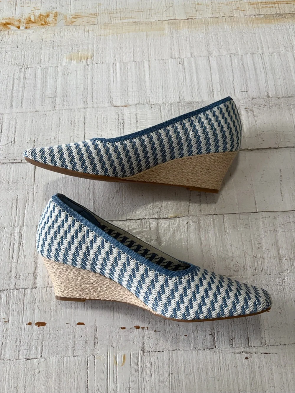 Vivaia Margot Wedge Pro EU size 39.5 US 8.5 Blue Stripe Square Toe Espadrilles